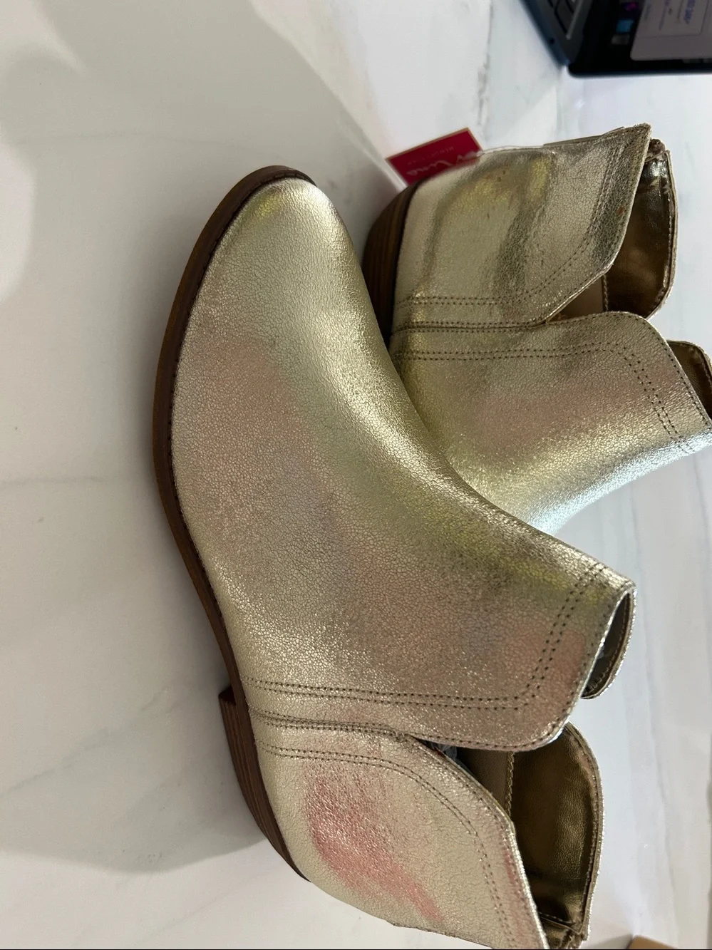 Nina Metallic Gold Ankle Booties with Back Zip
